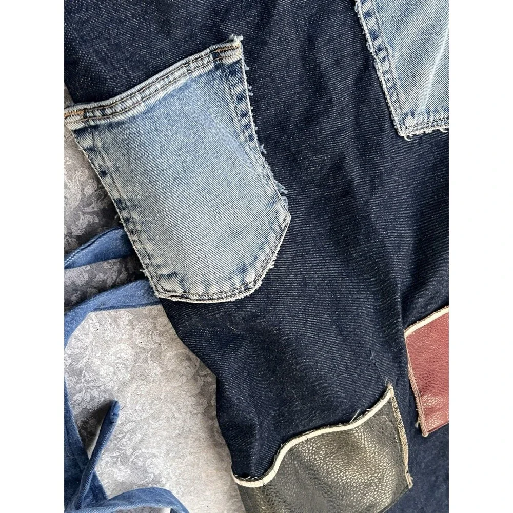 Vintage Handmade Denim & Leather Patchwork Festival Apron